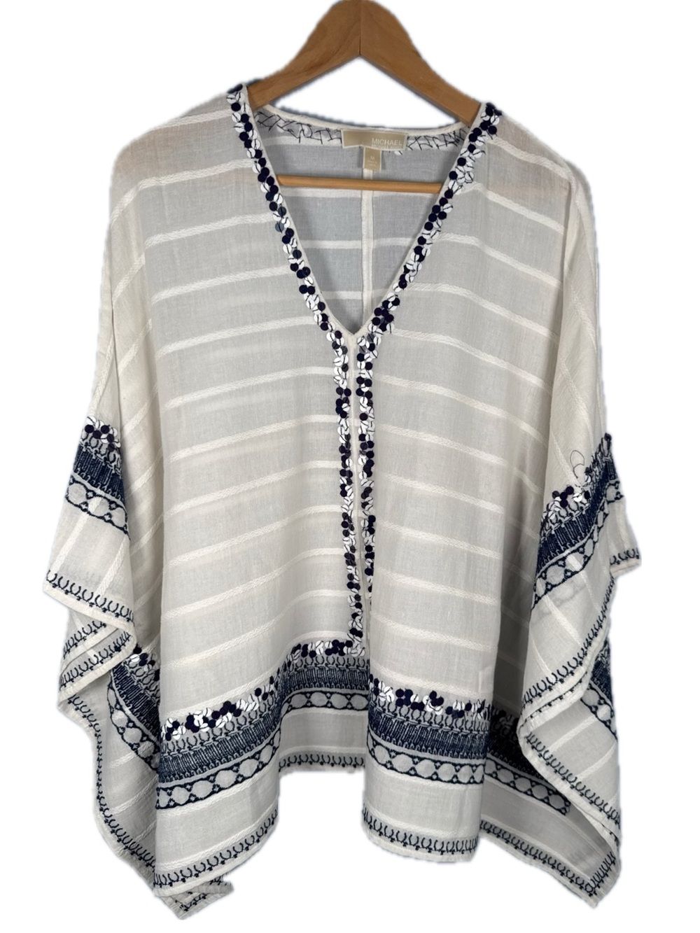 MICHAEL Michael Kors Navy White Sequin Poncho Top Size M